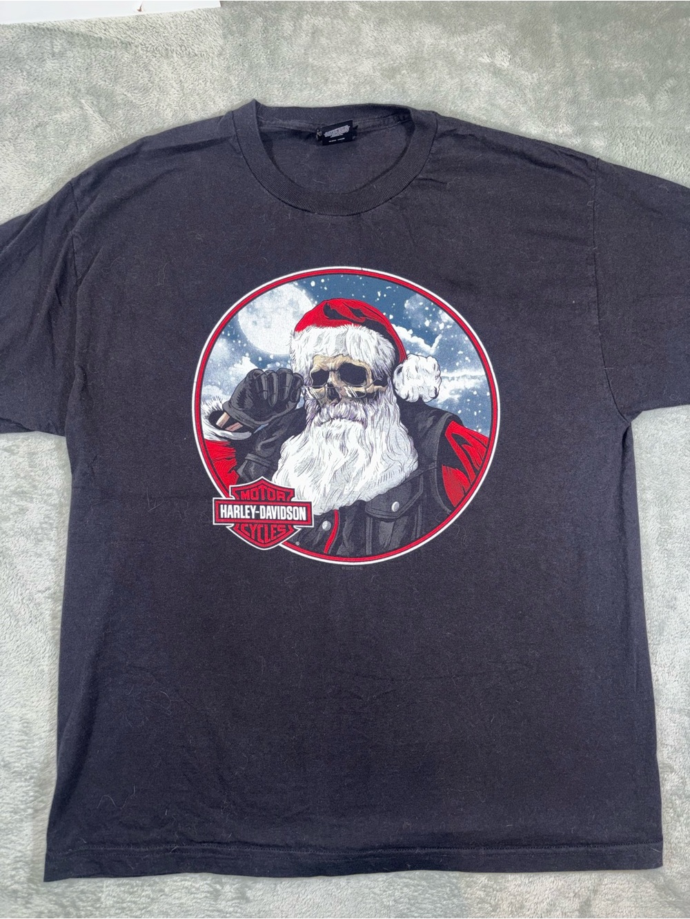 Harley-Davidson Vintage Santa Skull Christmas Graphic T-Shirt L